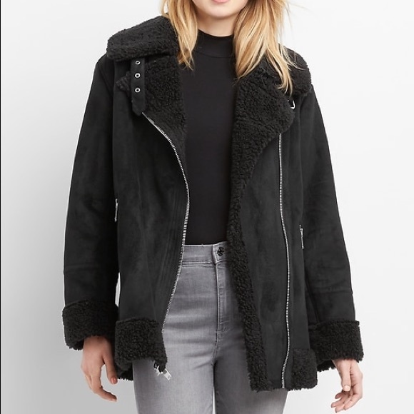 GAP Jackets & Blazers - Gap Women’s Sherpa Faux-Suede Biker Jacket